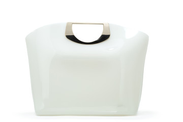 White leather female bag isolated over white