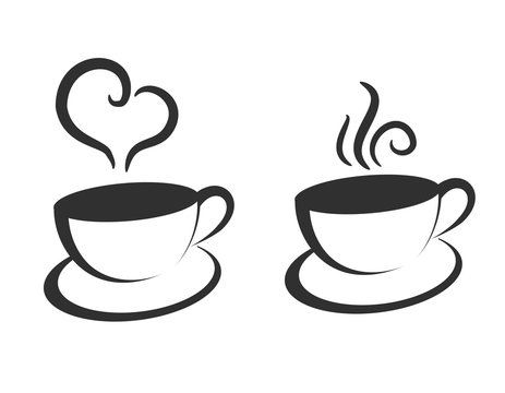 Cup of coffee or tea with swirl steam lines vector