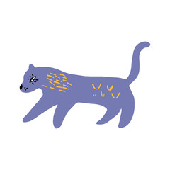 Drawing cute cat in doodle style on white background. Vector