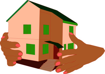beautiful house in female hands