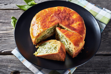 Green Bean blue cheese pie on a plate