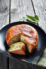 close-up of a Green Bean spinach pie