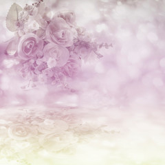 Obraz na płótnie Canvas Bouquet of roses soft blur background in vintage pastel tones M