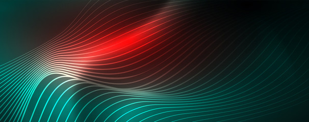 Shiny neon vector wave line abstract background, motion concept