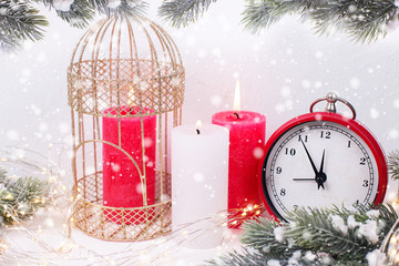 Winter holiday, Christmas, New Year  greeting card