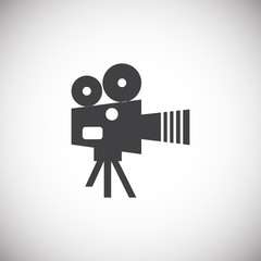 Cinema camera related icon on background for graphic and web design. Simple illustration. Internet concept symbol for website button or mobile app.