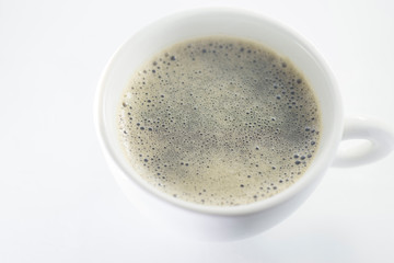 Hot drinks on a white background scene