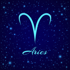 Fototapeta premium Aries. Vector zodiac sign on a night sky
