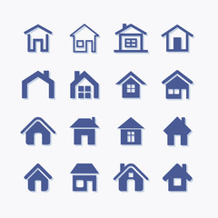 House building vector flat pictogram icon set for real estate
