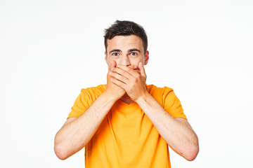 portrait of young man isolated on white background
