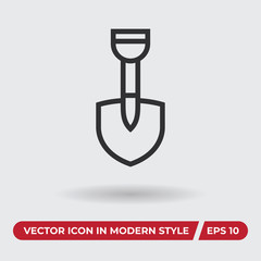 Shovel vector icon in modern style for web site and mobile app