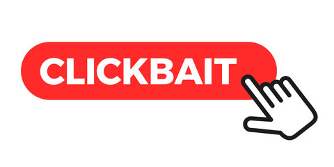 Clickbait - internet user is clicking on headline button - opening link, hyperlink. Vector illustration