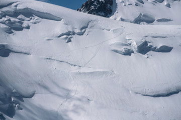 Alpinist on the glacier of Mont Blanc du Tacul