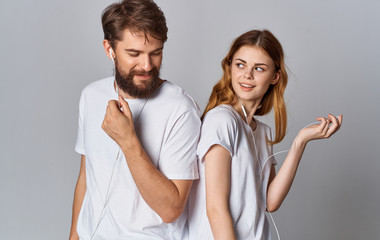 Young couple in white t-shirts