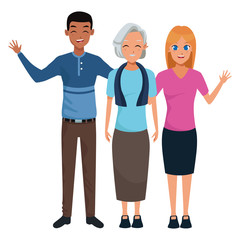 Obraz premium Family mother with adultt son and daughter smiling