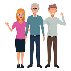 Obraz premium Family old father with adultt daughter and son smiling and greeting