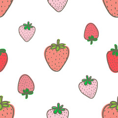 Seamless pattern with strawberry background. Vector illustrations for gift wrap design.