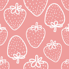 Seamless pattern with strawberry background. Vector illustrations for gift wrap design.