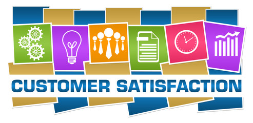 Customer Satisfaction Business Symbols Colorful Horizontal Boxes 