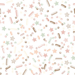 Sprinkle Cupcake Donut Topping. Seamless Pattern 