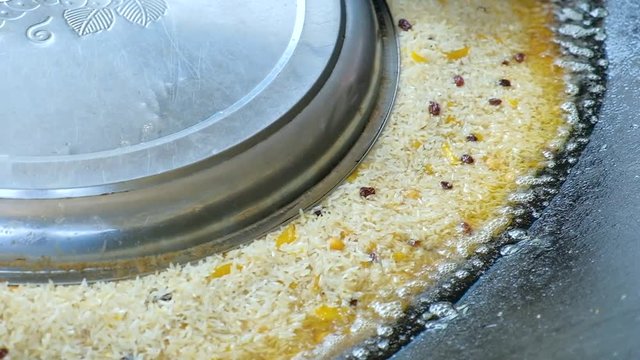 National food in Uzbekistan. Traditional plov from Tashkent