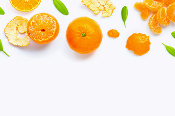 Fresh orange citrus fruit isolated on white background. Juicy, sweet and high vitamin C.