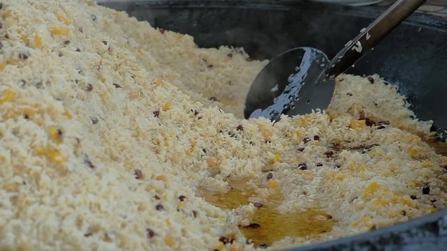 National food in Uzbekistan. Traditional plov from Tashkent