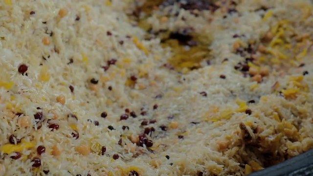 National food in Uzbekistan. Traditional plov from Tashkent
