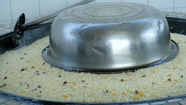 National food in Uzbekistan. Traditional plov from Tashkent