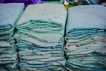 Rows of fabrics for  patients in hospital.