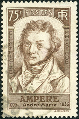 FRANCE - 1935: shows Andre Marie Ampere (1775-1836), scientist, by Louis Boilly