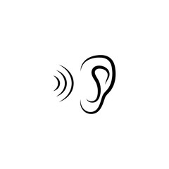 Human ear listening sounds icon