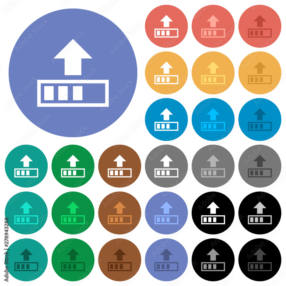 Poster upload in progress round flat multi colored icons