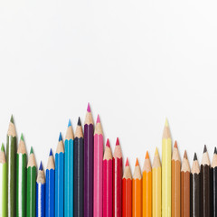 Rainbow pencils set on white background