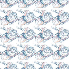 Flower Pastel.White Romantic Seamless Pattern.