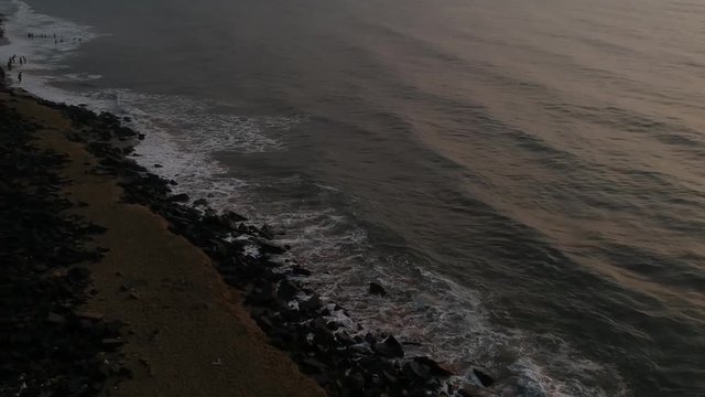 Promenade Beach, Rock Pondicherry Beach, in Pondicherry, Tamil Nadu, India