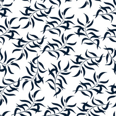 floral seamless pattern of branches with leaves