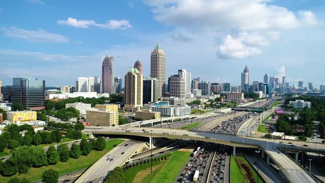 Downtown Atlanta Georgia GA Skyline Aerial Traffic