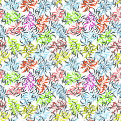 floral seamless pattern of branches with leaves