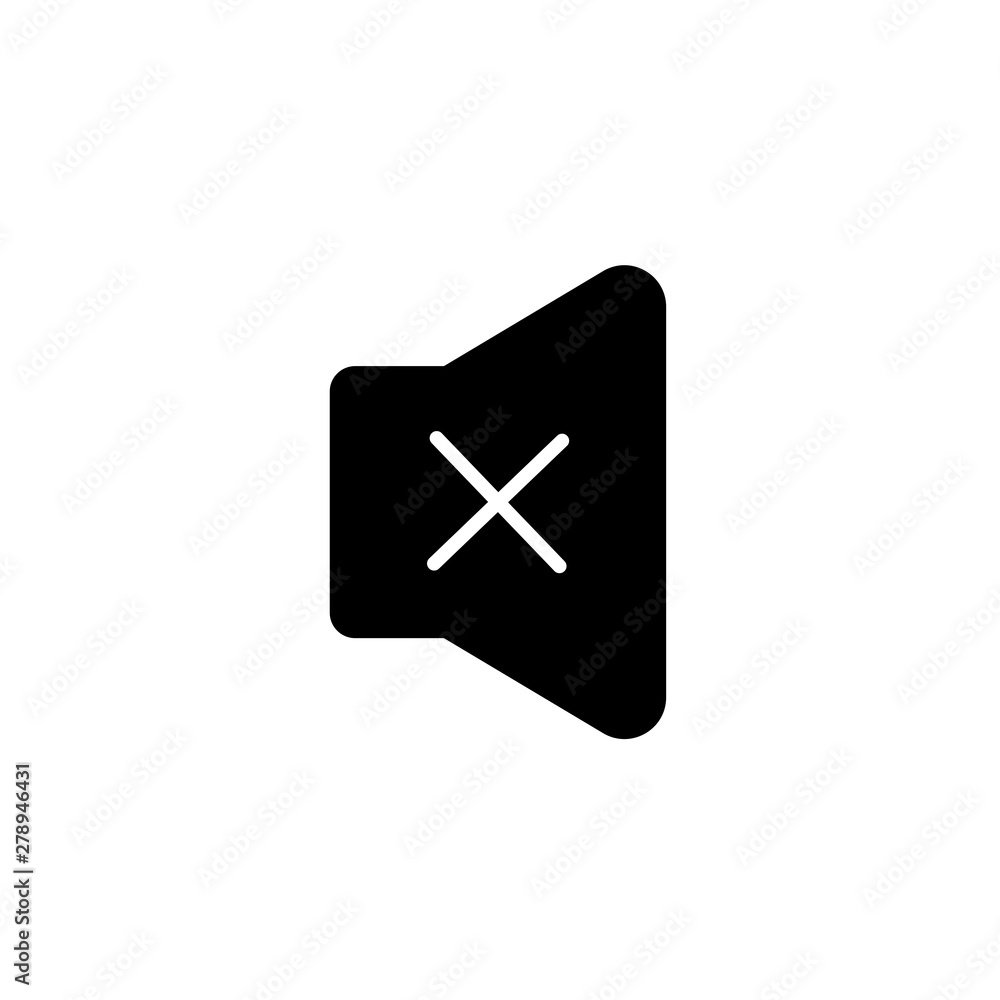 Poster sound icon - sound off icon vector design flat style symbol, mute button speaker isolated on light b