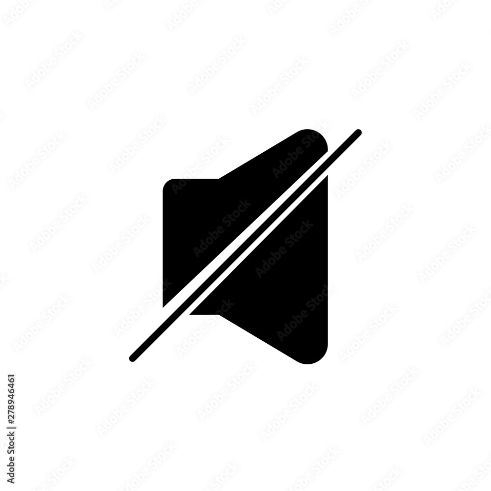 Poster sound icon - sound off icon vector design flat style symbol, mute button speaker isolated on light b