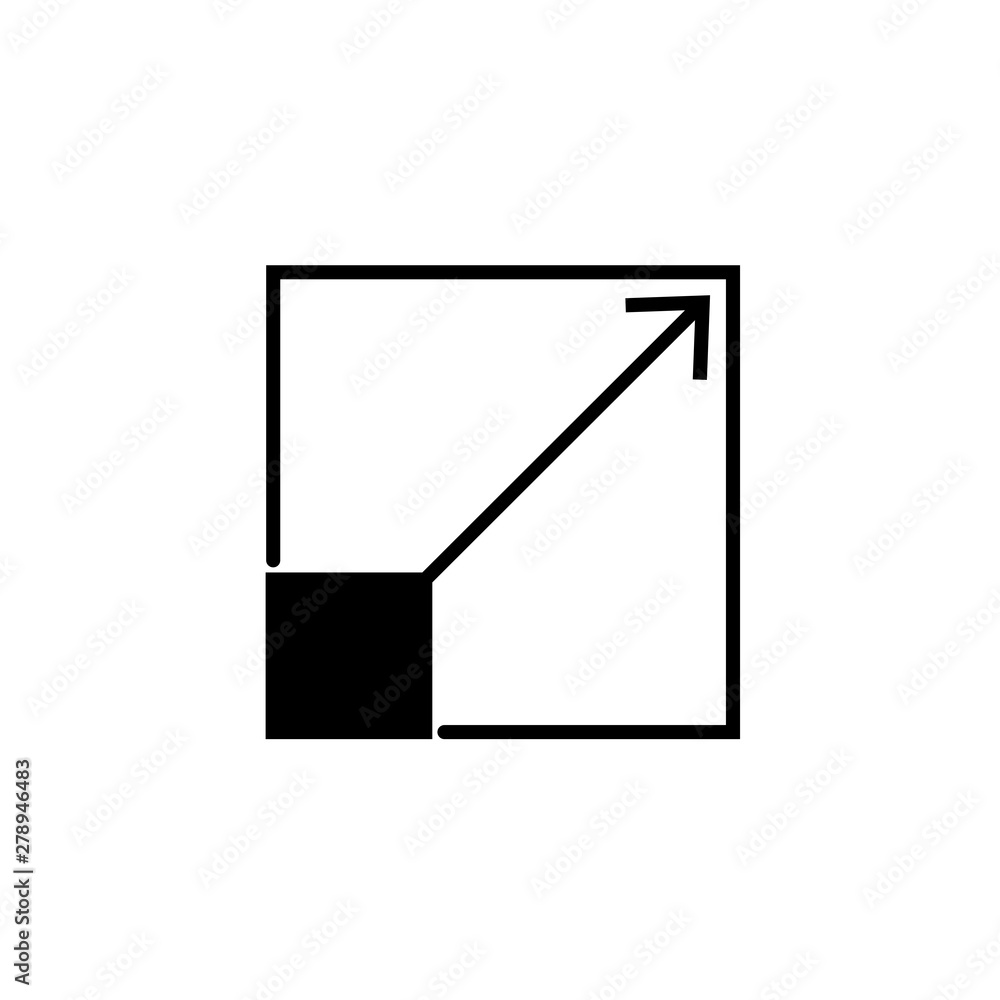Poster arrow expand icon, full scree icon. screen scale icon. pictogram icon on gray background. mobile app