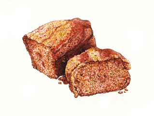 Beer cake. Hand watercolor painting on paper.