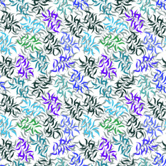floral seamless pattern of branches with leaves
