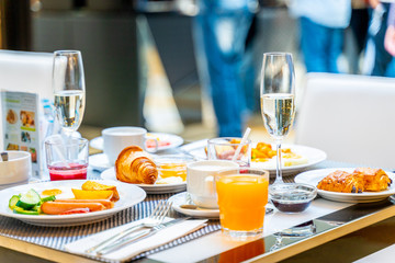 Breakfast Buffet Concept, Breakfast Time in Luxury Hotel, Brunch with Family in Restaurant - Image