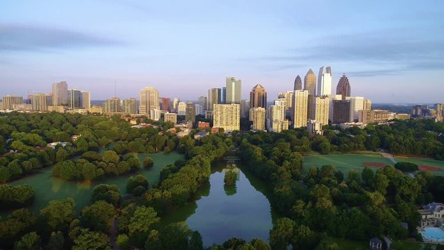 Atlanta Georgia Drone Skyline Aerial Sunrise
