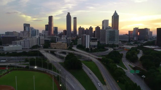 Atlanta Georgia Drone Skyline Aerial Flyover