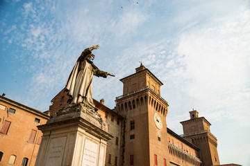 The Estense castle in Ferrara in Italy - obrazy, fototapety, plakaty