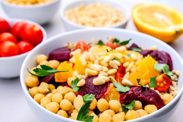 Vegetarian Bulgur Wheat and Quinoa Lunch Bowl