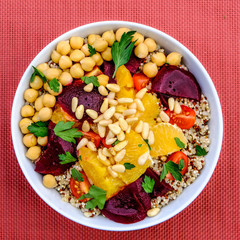 Vegetarian Bulgur Wheat and Quinoa Lunch Bowl